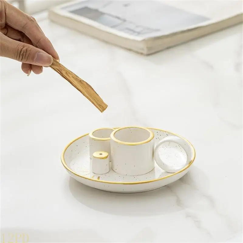 12PD Multifunction Ceramics Incenses Holders Burners Tray Set for Meditations Space for Santo and Sages Incenses