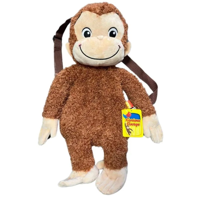 New Cute Curious George Monkey Kids Girls Plush Stuffed Backpack Bags Bag For Children