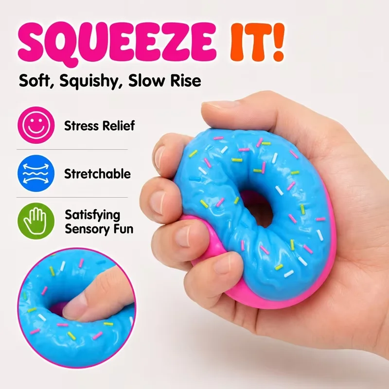 New Stock NeeDoh Egg Donut Prank Stress Relief Toy, Soft Rubber Pressure Toy, Slow Rebound Pinching Accessory, Relaxing
