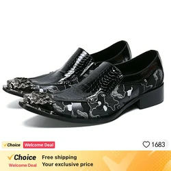 Men Business Shoes Newest  Oxford Snake Skin Iron Toe Embossed Genuine Leather Dress Formal Office Wedding Shoes