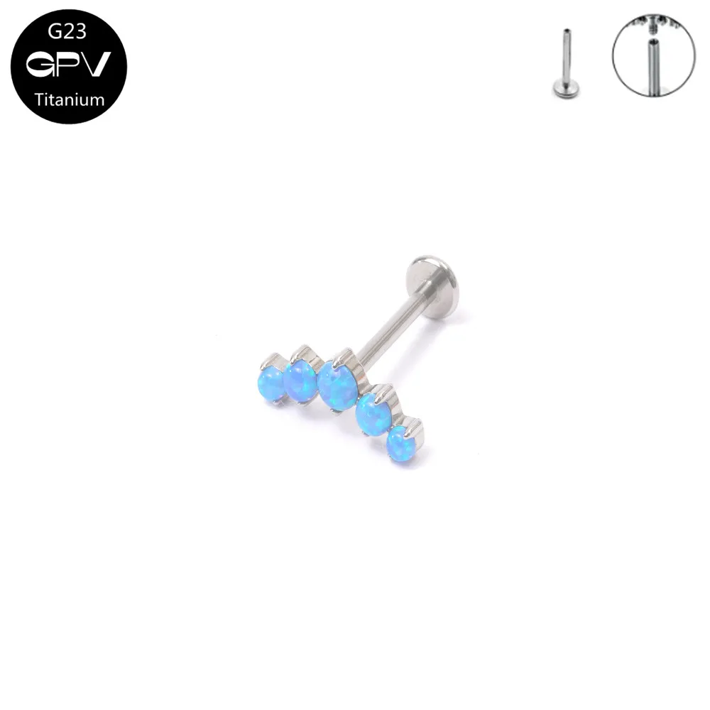 Titanium G23 Earrings Opal Internal Thread Top Twist Screw Tooth Piercing Jewelry Bridal Banquet Women's Luxury Earrings