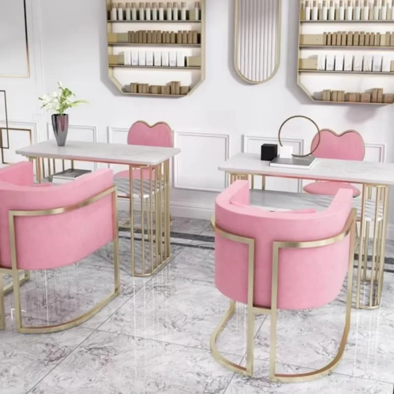 Accesorios simples De Metal, diseño De salón nórdico, mesa De manicura moderna, muebles De manicura especiales De lujo HD50ZJ