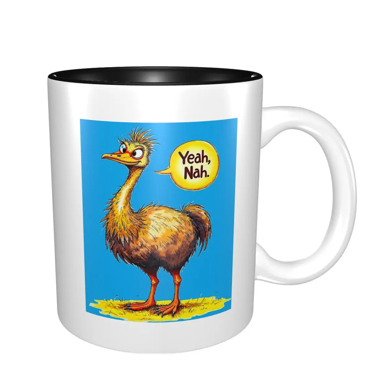 Confused Emu Yeah, Nah. Mug Funny Ceramic Coffee Cups Tea Mugs Milk Cup Drinkware Gift for Friends