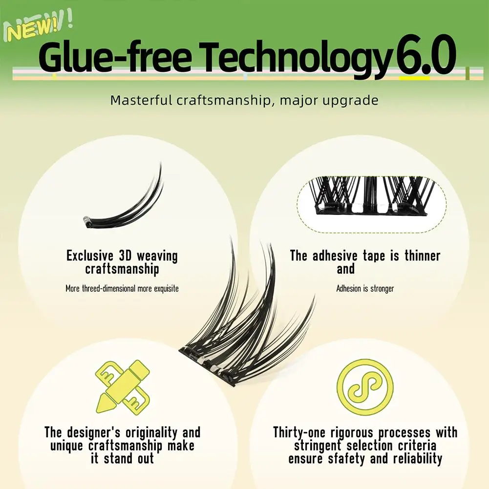 Natural 10 Rows of Large Capacity Glue-free False Eyelashes 6 Styles Self-adhesive Sunflower Natural Curling Upper Eyelashes