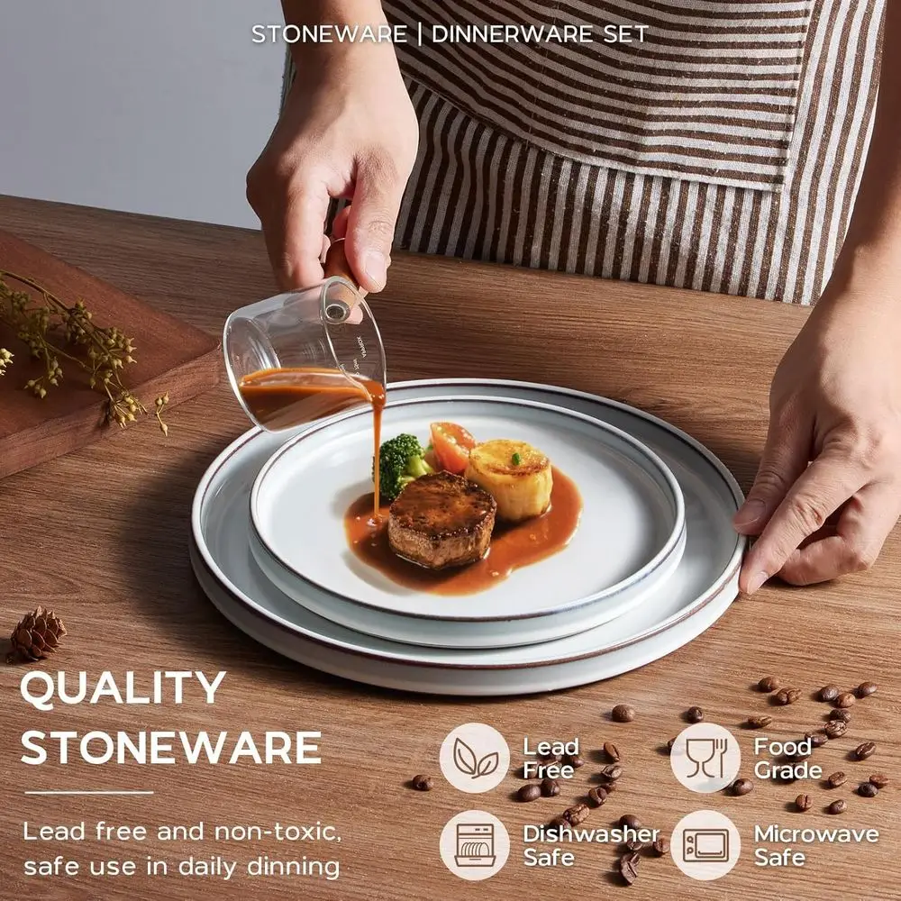 Столовая посуда из терракотового дна, набор из 12 предметов на 4 человека, керамические тарелки и миски цвета ледникового белого цвета