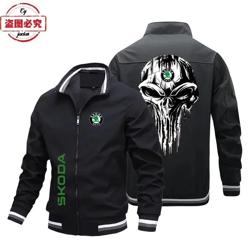 World Championship WRC Rally Skoda Racing Logo Jacket Loose Long Sleeve Top Stand up Collar Jacket Skoda Automotive Logo Jacket