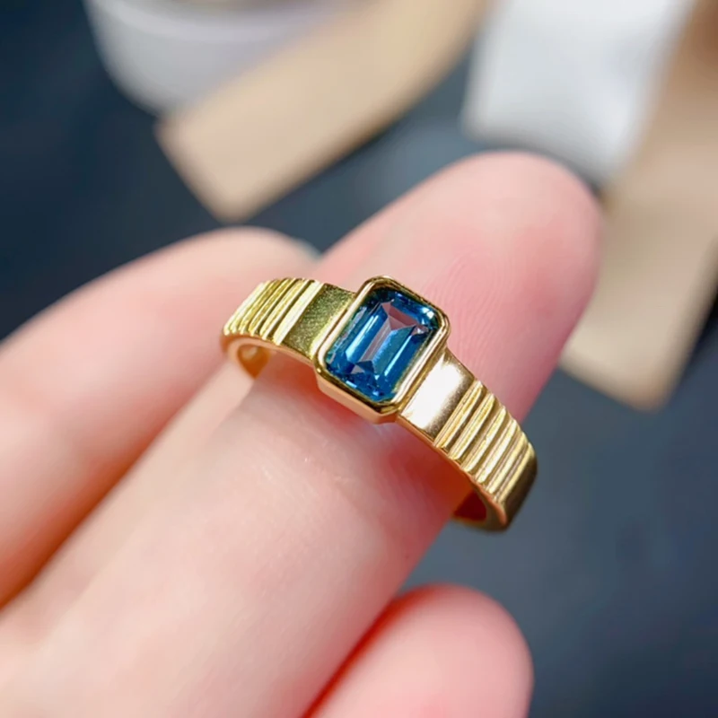 

Natural London blue Topaz rings for women silver 925 jewelry luxury gem stones 18k gold plated free shiping items Party Gifts