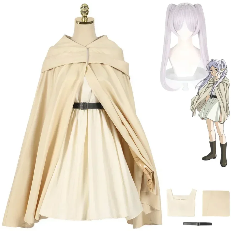 

FC6Anime Frieren At The Funeral Frieren Frieren - After the End of the Journey Cosplay Costume Wig Cloak Dress Woman Kawaii Part