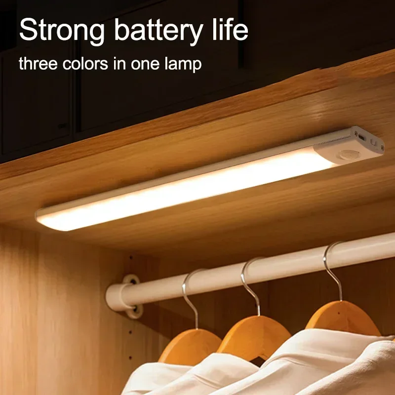 Under Cabinet Lights LED Motion Sensor Night Light Thin Rechargeable Wireless Lamp for Kitchen Cabinet Bedroom Wardrobe Lighting