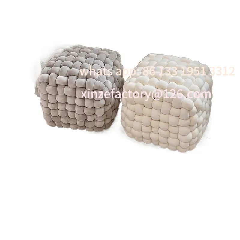 

Customizable Handmade Rubik's Cube Stool Handmade Bedhead Stool Dressing Stool Tea Table Stool Extra Thick Cloud Knitted Furnitu