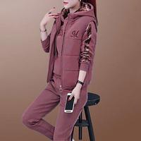 Women Autumn Winter Hooded Sweatshirt Waistcoat Jogger Pants Set 3Pcs/Set Long Sleeve Elastic Waist Fleece Lining Casual Outfit