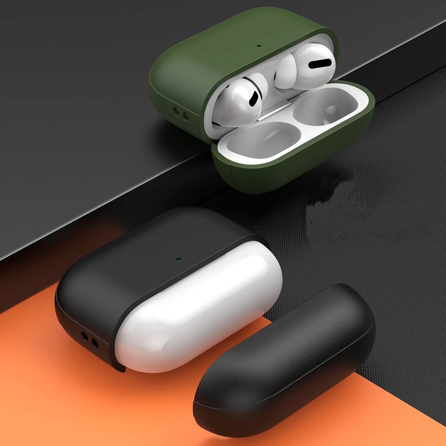 Lederstruktur für Airpods Pro 3, weiche TPU-Schutzhülle, stoßfest, stoßfest, mit Umhängeband und Reinigungsset für Airpods Pro 3