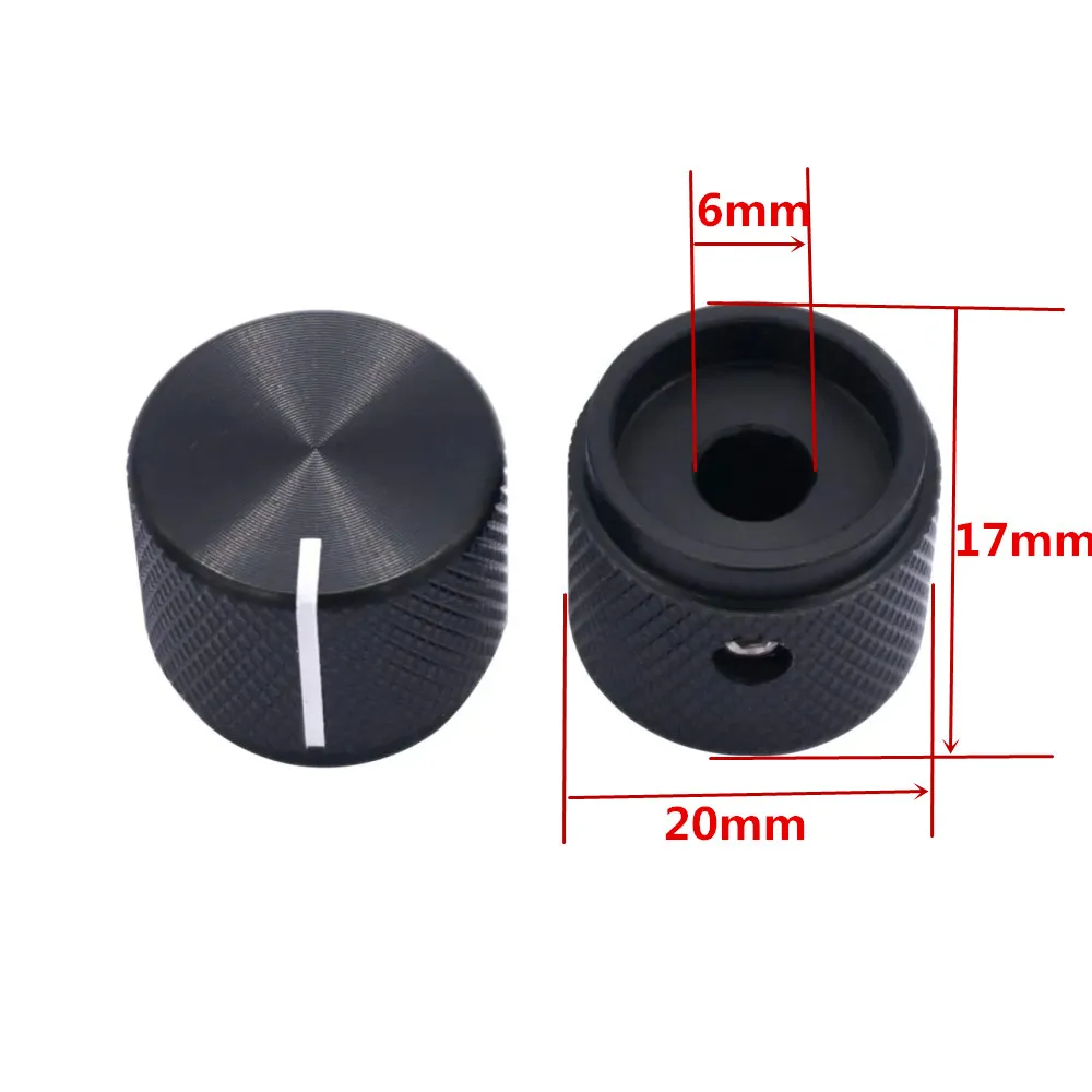 2pcs Aluminum Rotary Electronic Control Potentiometer Knob for 6 mm Diameter Shaft Volume Control  Knob 20 x 17mm(Dia x Height)