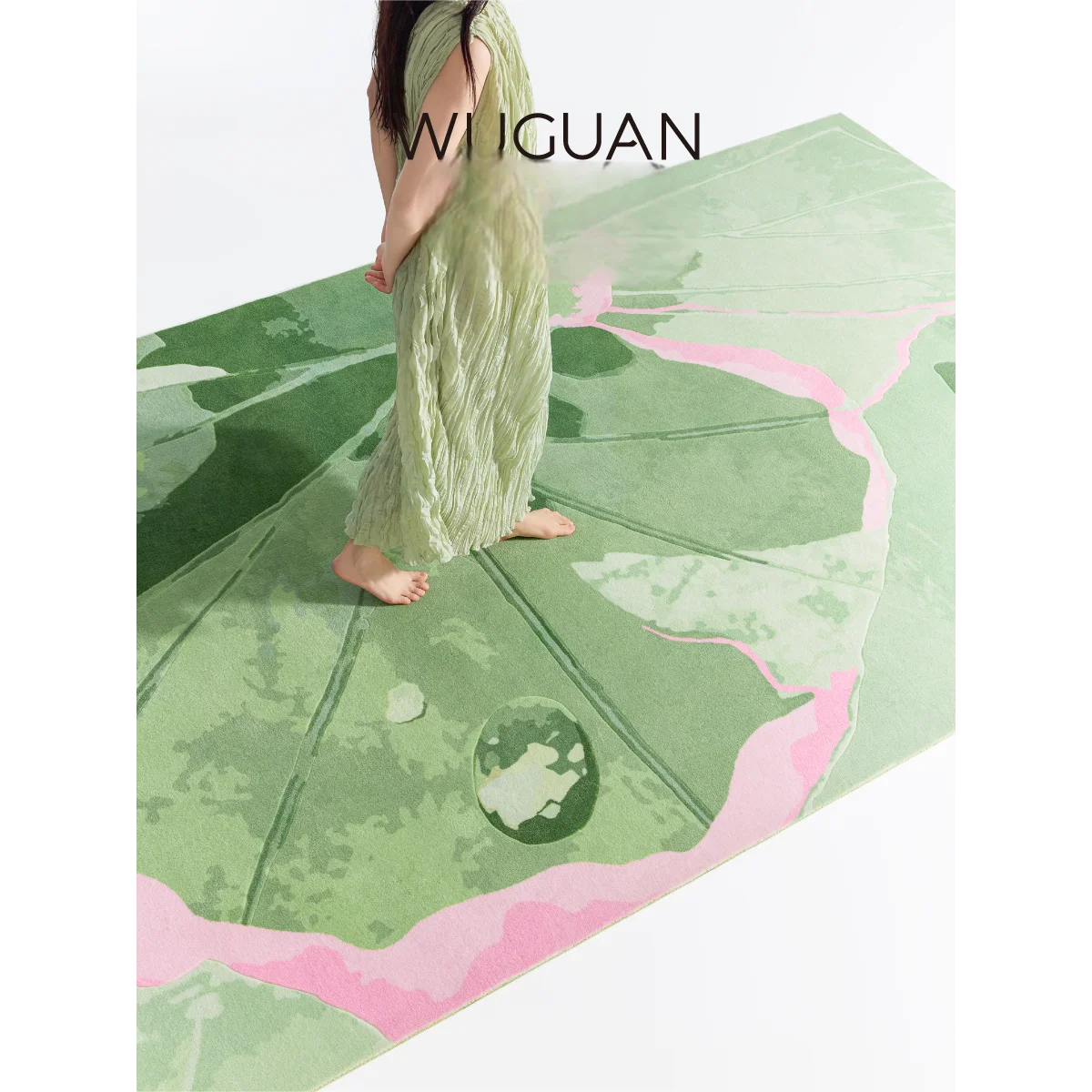 

Vikama Summer Fresh ковер с листьями лотоса, домашний декор, мягкий и шумоподавляющий, большой напольный коврик для гостиной и спальни