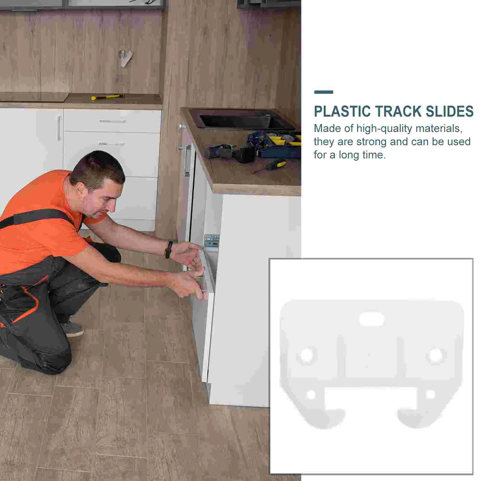 Parti per binari per cassetti da 10 pezzi Guide per binari in plastica Mini chiusure in legno per tazze per armadi