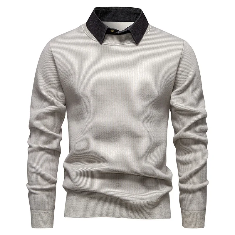 New Arrival Mens Knit Pullover Sweater Shirt Collar Coat Warm Autumn Winter