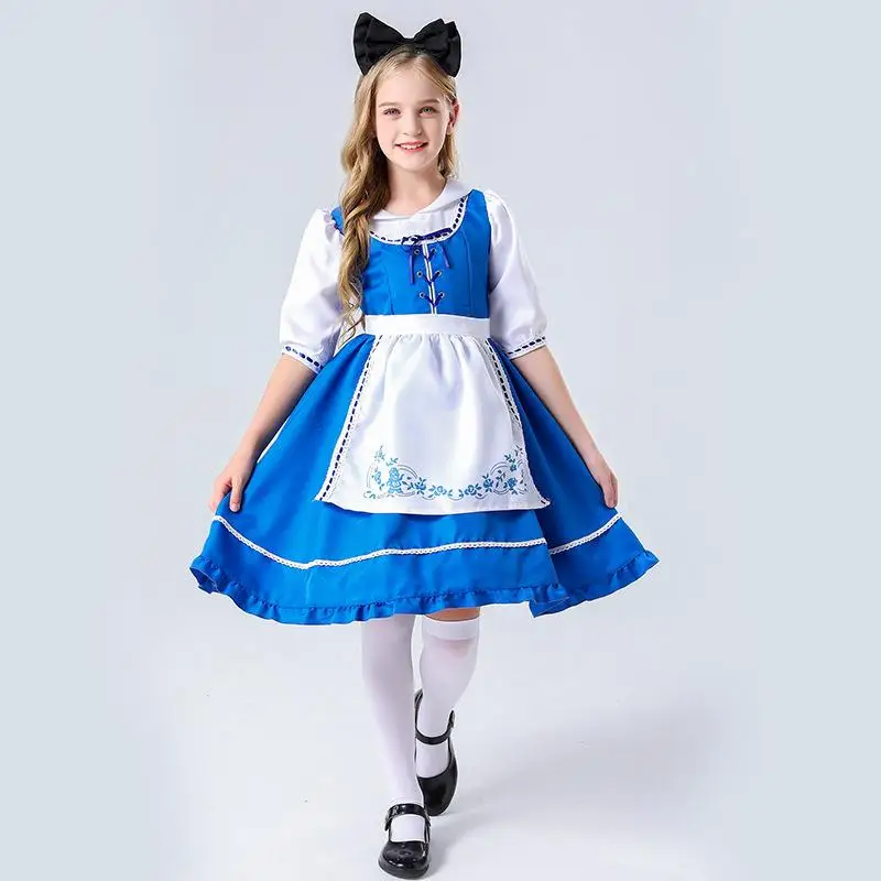 Blauer Aufdruck Alice im Wunderland Erwachsene Immobilienmädchen Dr. Fly Passendes Outfit Kindertag Halloween Kostüm Damen Faion
