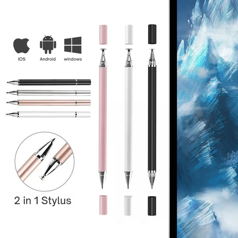 2 In 1 Stylus Pen For Cellphone Tablet Capacitive Touch Pencil For Iphone Samsung Universal Android Phone Drawing Screen Pencil