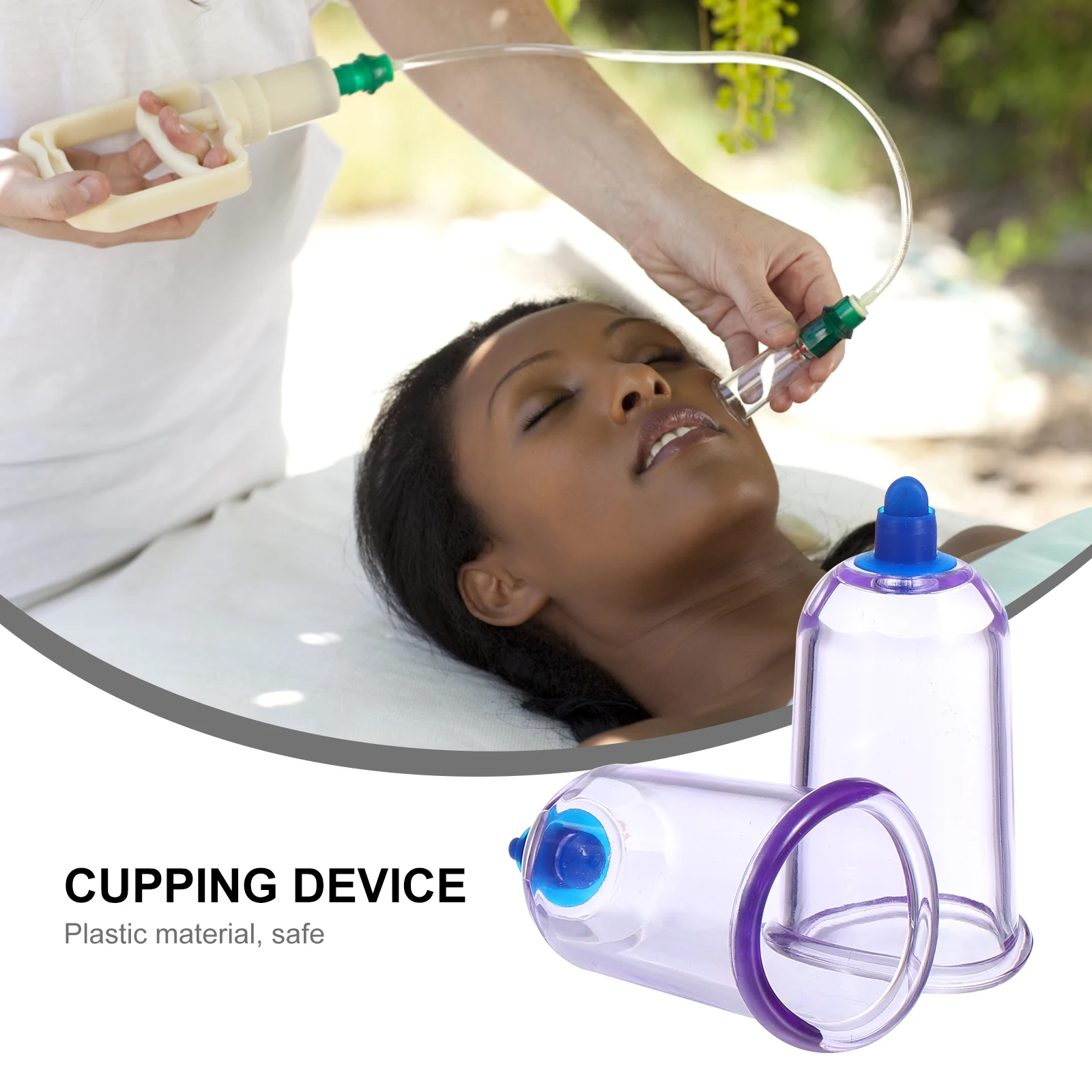 

2pcs Shaped Cupping Device Moxibustion Therapy Blue Physiotherapy Massage Can Healthy Gift Safe Material Repeated Use Portable