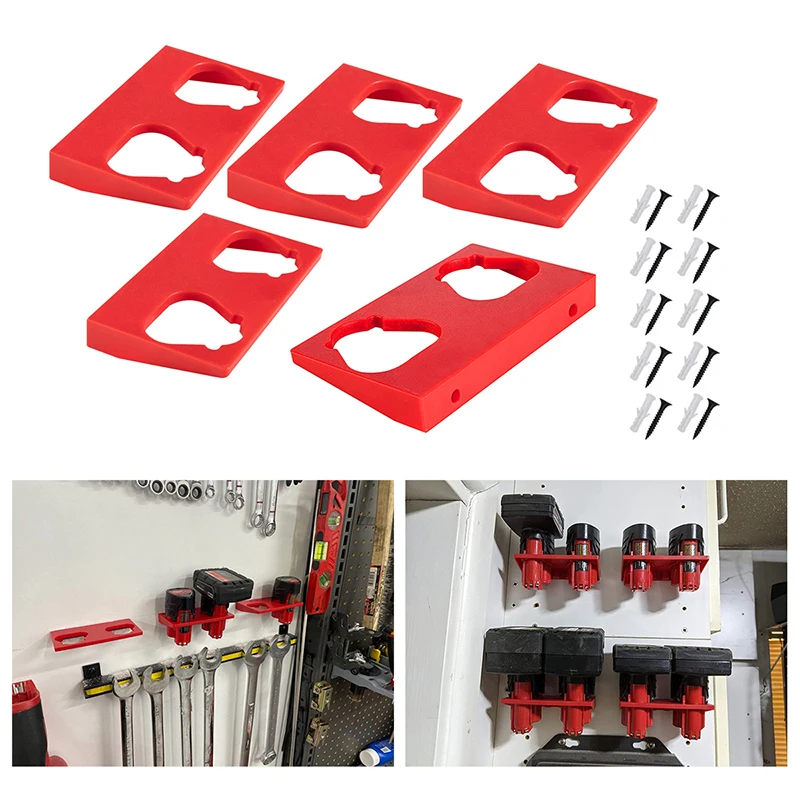 

Pack of 2/5, Battery Holder Display for 12V Batteries; Convenient Wall-Mounted Battery Rack
