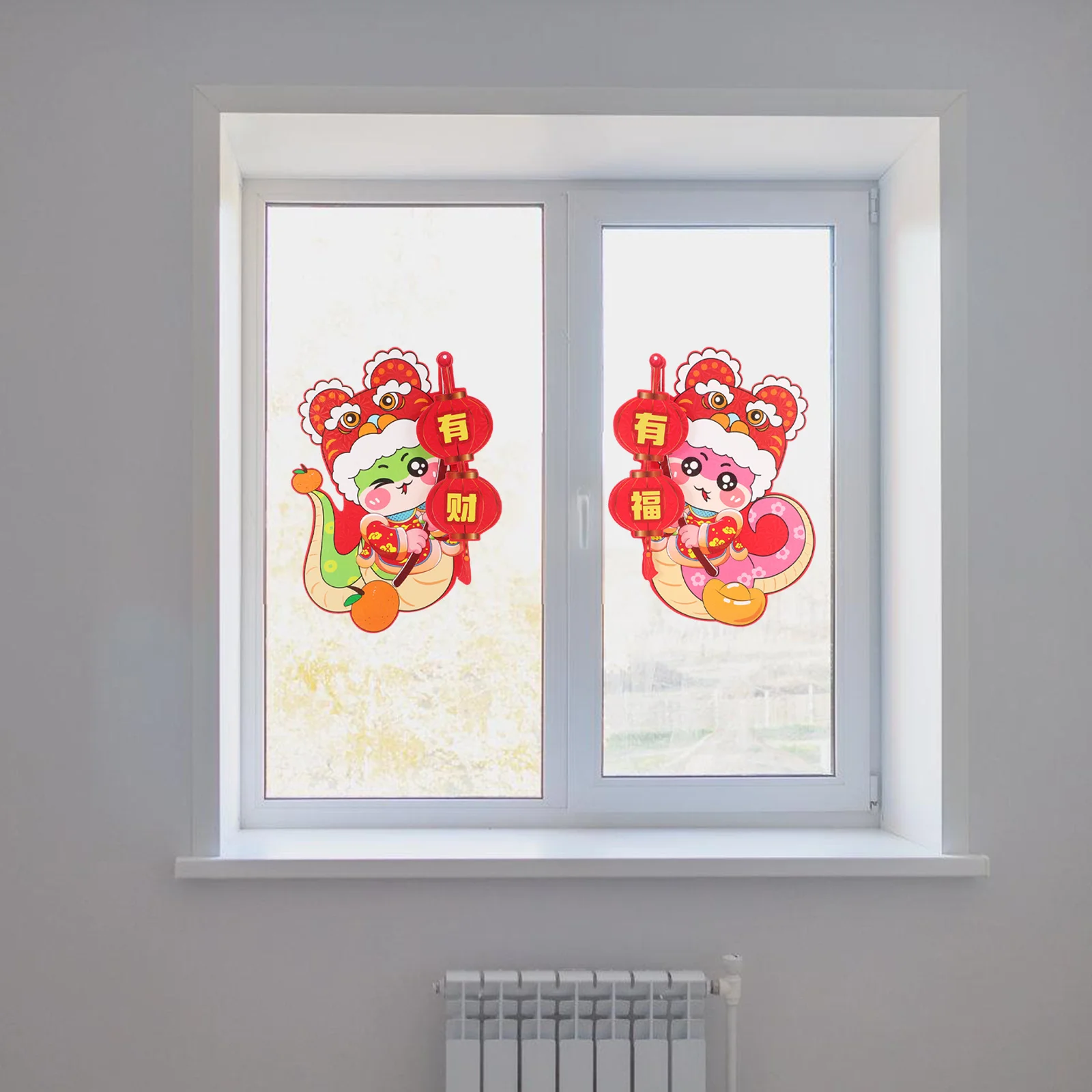 

2Pcs Chinese New Year Door and Wall Signs 2025 Year of The Snake Spring Festival Decorations Lunar Decor Chinese Window Decor