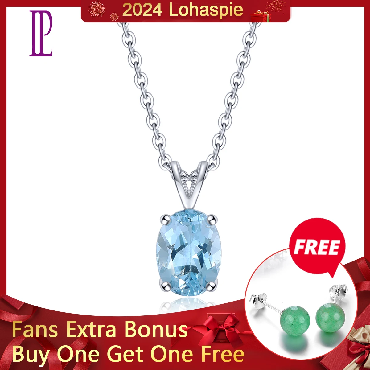 

LP 14K White Real Gold Pendant Natural Sky Blue Topaz Gemstone Fine Jewelry Concise Style Pendant 2020 New for Girlfriend Gift