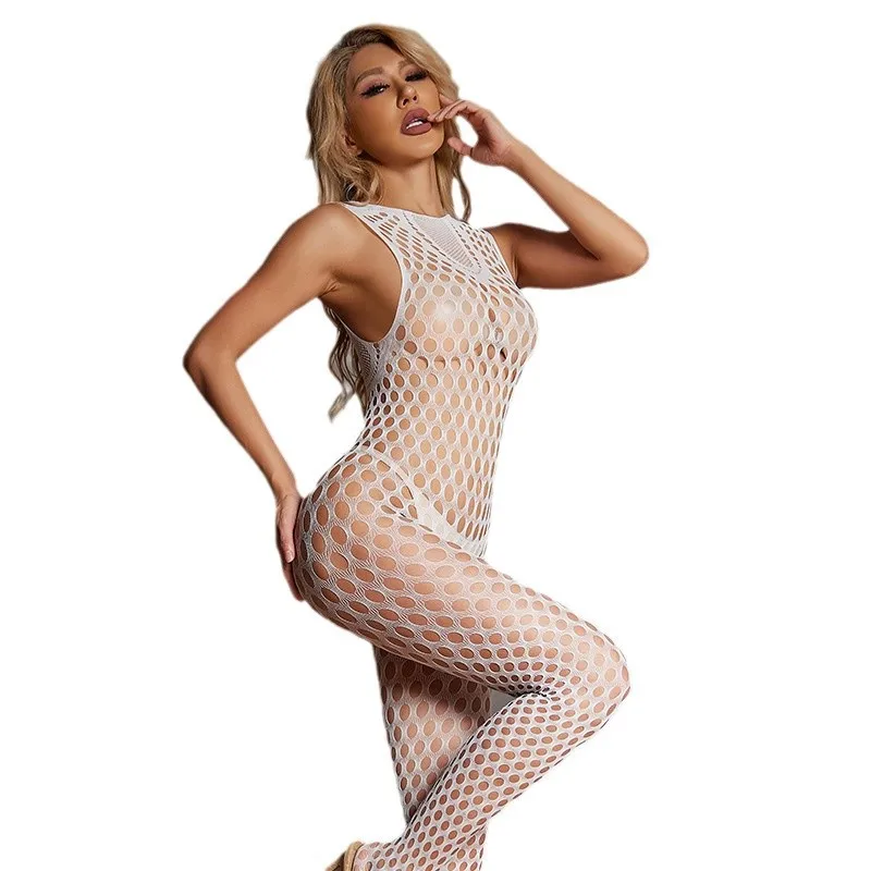 Uniforme sexy luminoso, mono luminoso de seducción, calcetines de rejilla huecos de cuerpo completo, ropa interior sexual, mono para mujer