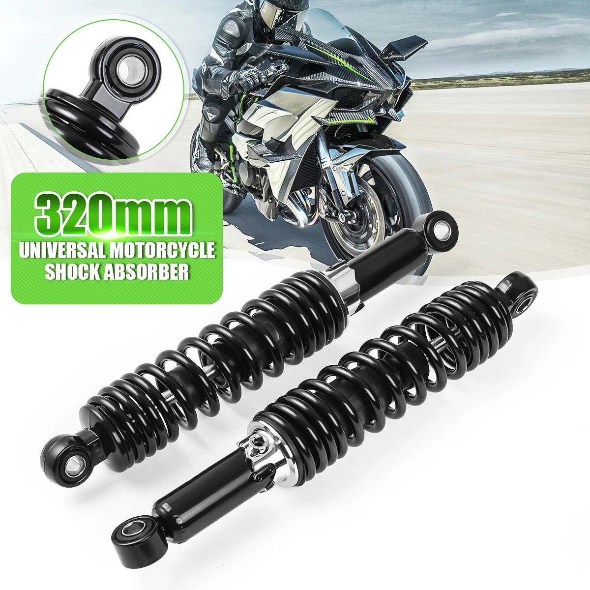 Universal 320mm Fork Round Air Shock Absorber Rear Suspension Spring Scooter DirtBike Gokart Quad ATV Motorcycle D30 Black