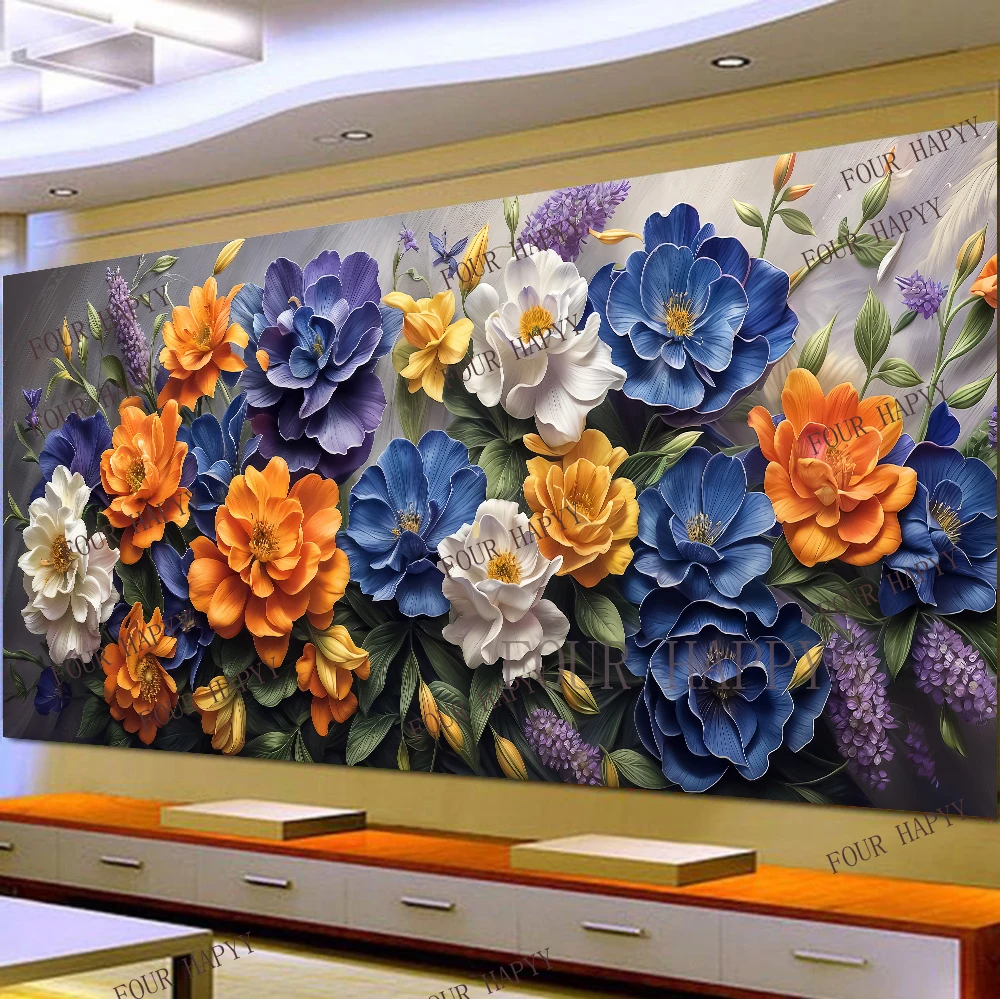 DIY Large Diamond Painting Cross, Fantasy, Colorful Flowers, Landscape Wall Art, Full Round Drill, Embroidery Home Decor, 5D