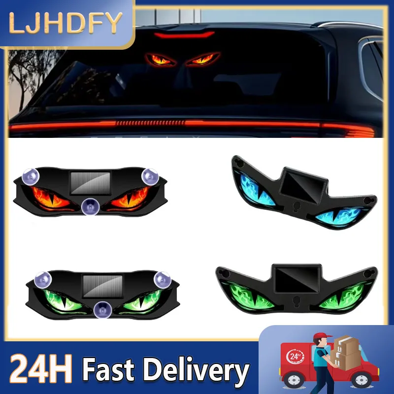 Solar Power Car Demon Eye Light Cool Flashing Warning Light Dynamic Safety Vehicle Signal Lights Universal