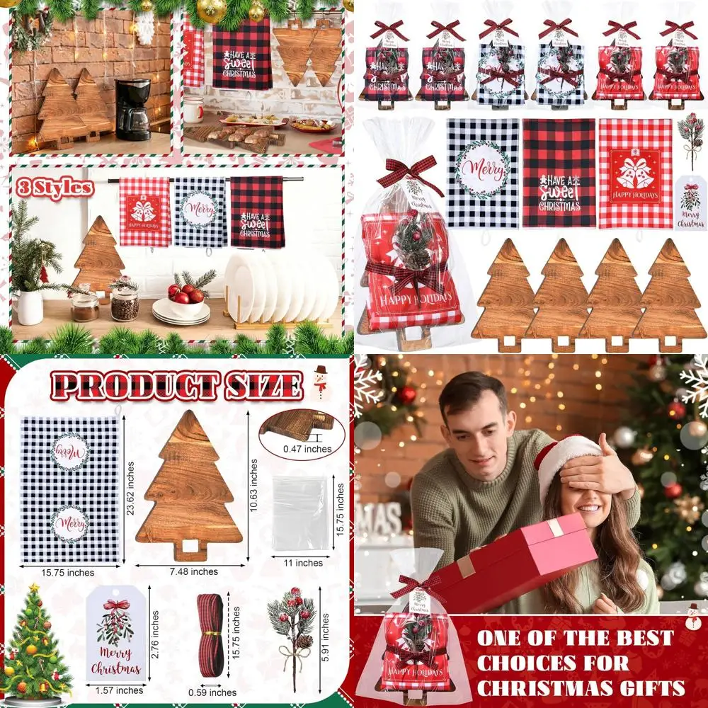 

Bulk Christmas Kitchen Gifts: Wooden Charcuterie Boards, Towels, Pine Branches & Tree-Shaped Decor for Festive Home Parties