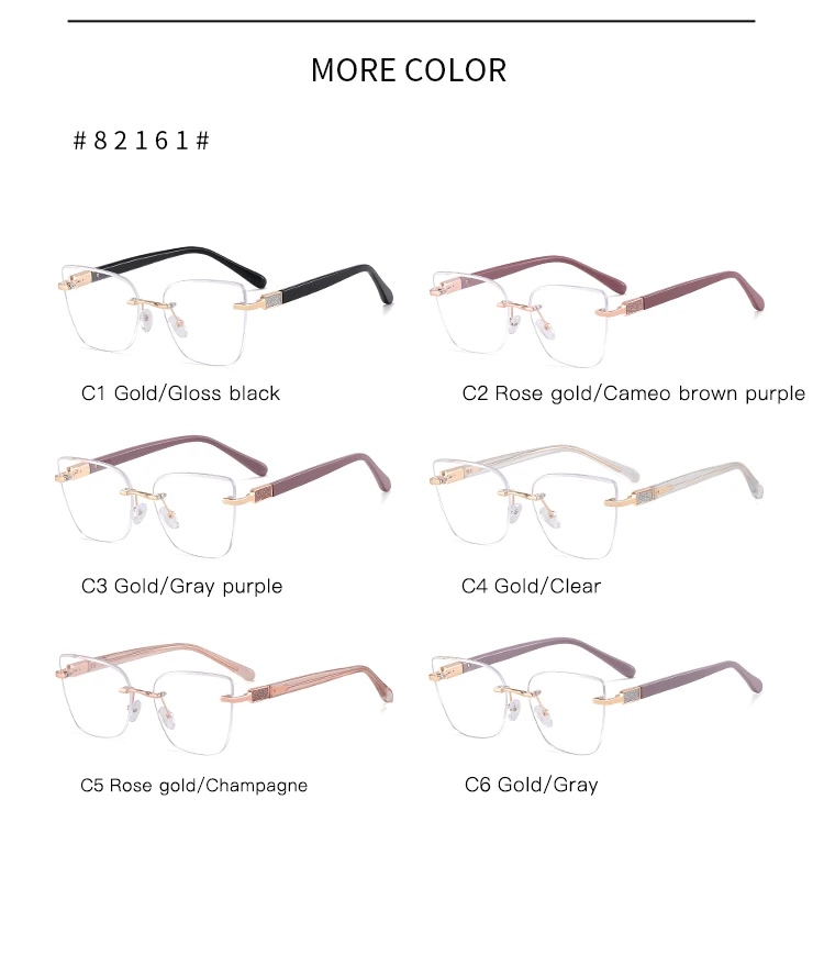 82161 Frameless Cat Eye Eyeglasses Frame Female Rimless Glasses Modern Lady Eyewear Girlfriend Bestie Party Gift