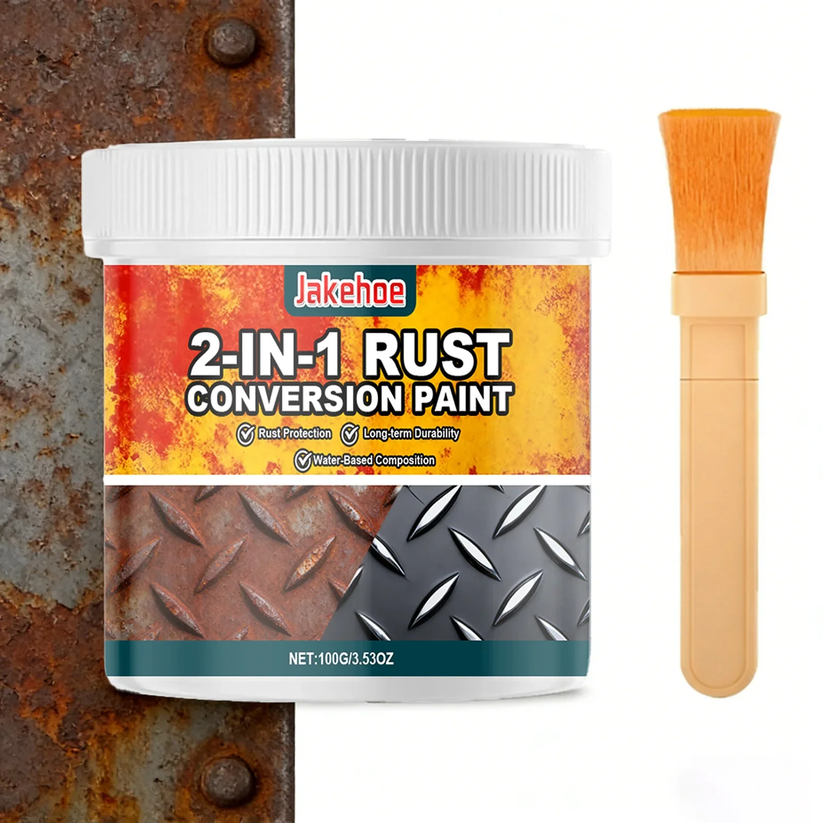 2-in-1 Rust Converter & Metal Primer Paint Heat & UV Resistant, Black Finish for Automotive, Marine, Industrial Metal Protection