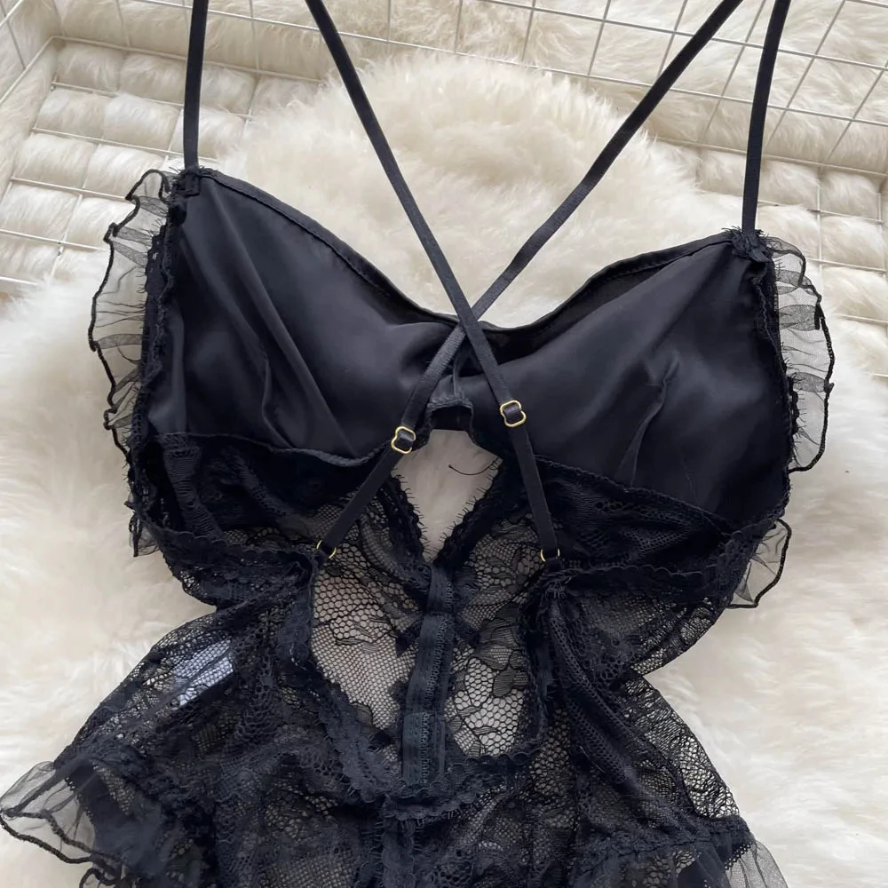 ملابس داخلية مثيرة مع قوس للنساء ، ملابس داخلية مفتوحة بين الفتحين ، بدلة لعب ضيقة ، رومبر دانتيل سينجيريك ، رومبر مكشوف الظهر ، مفرغ ، موضة ، جديد ، صيف #4