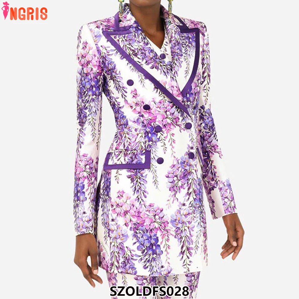 

2025 European and American celebrity fashion new digital printing long women's suit-SZOLDFS028
