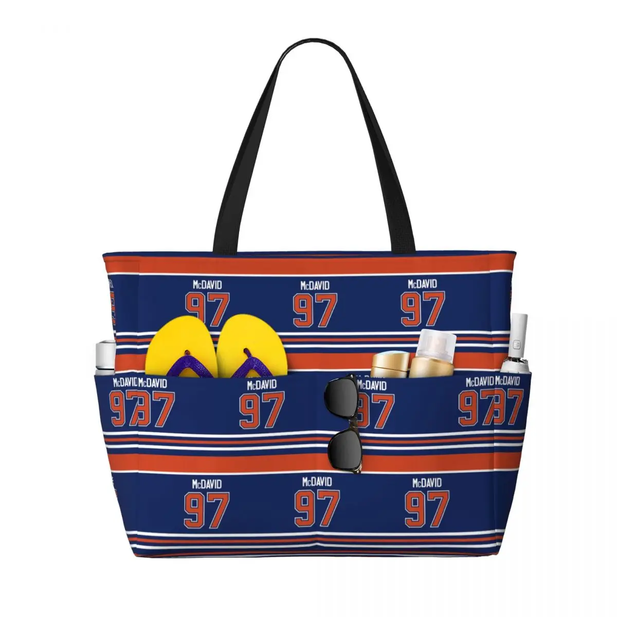 

Edmonton Oilers Connor McDavid Home Jersey Back Phone Case Beach Tote Bag Gym Duffle Large Tote Bag Women Travel Bag Fitness bag