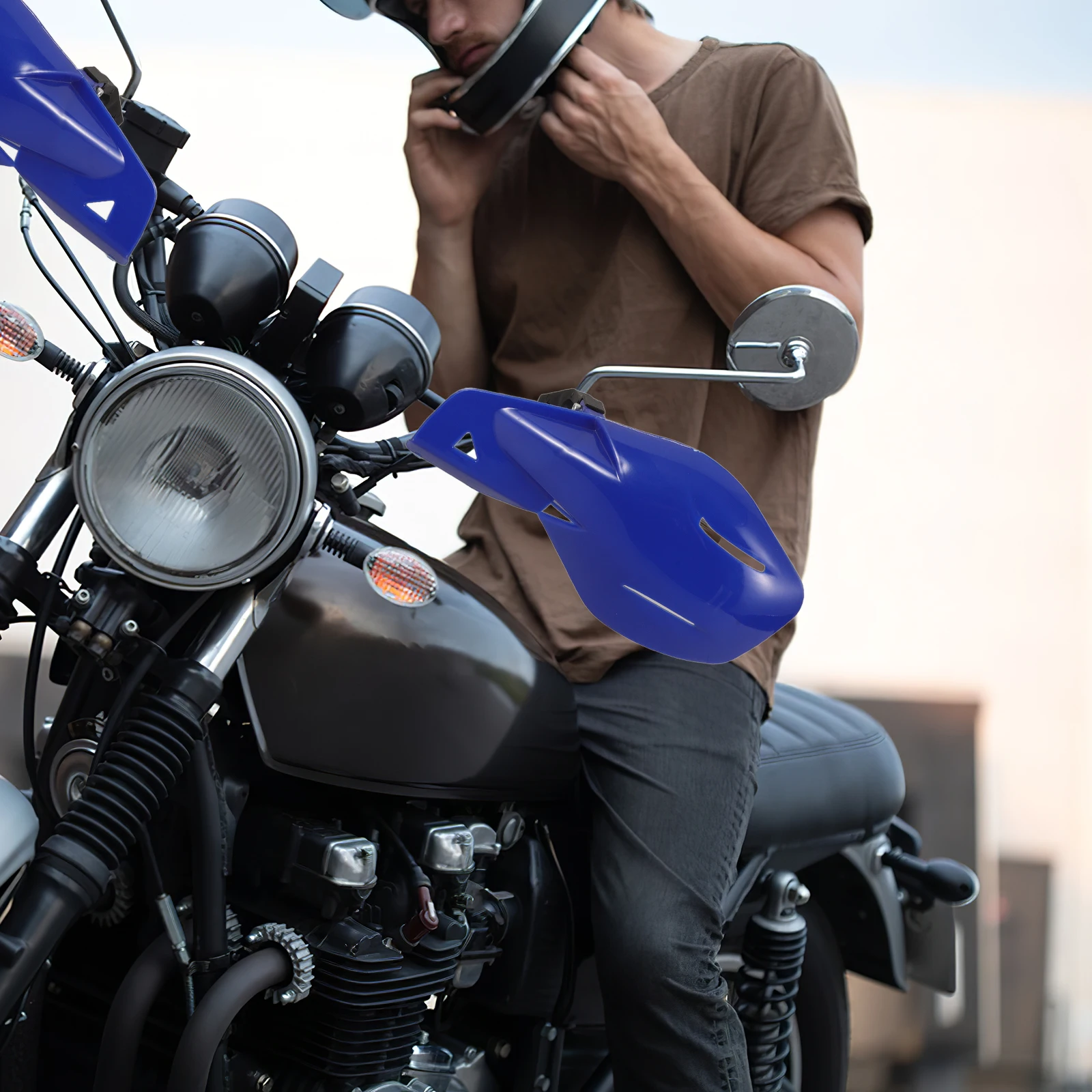 

2 шт., защита для мотоцикла H, синие защита от столкновений, универсальные ветровые дефлекторы H lebars, аксессуары для легкой установки