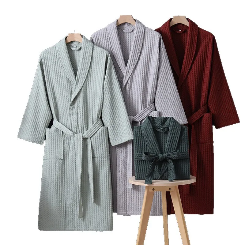 رداء حمام ماص لجميع المواسم من القطن وافل للرجال والنساء للأزواج، أردية تبخير العرق والجمال سريعة الجفاف #5