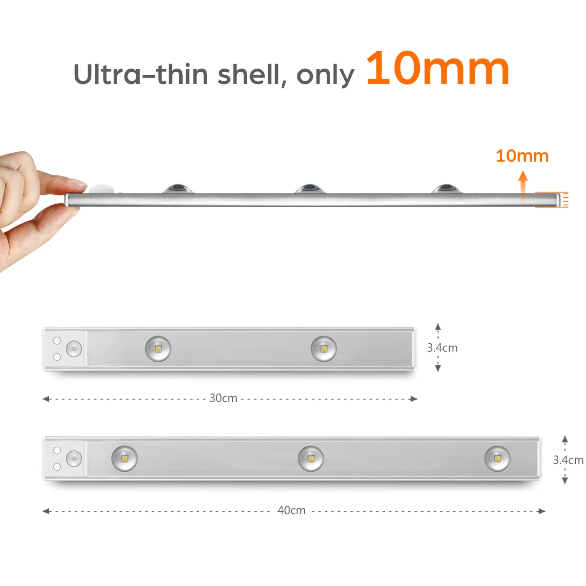 2PCS a Pack LED Bar Spotlight Cat Eye Effect Natural White Warm White 3 Colors Changing USB Rechargeable Spot Light For Cabinet