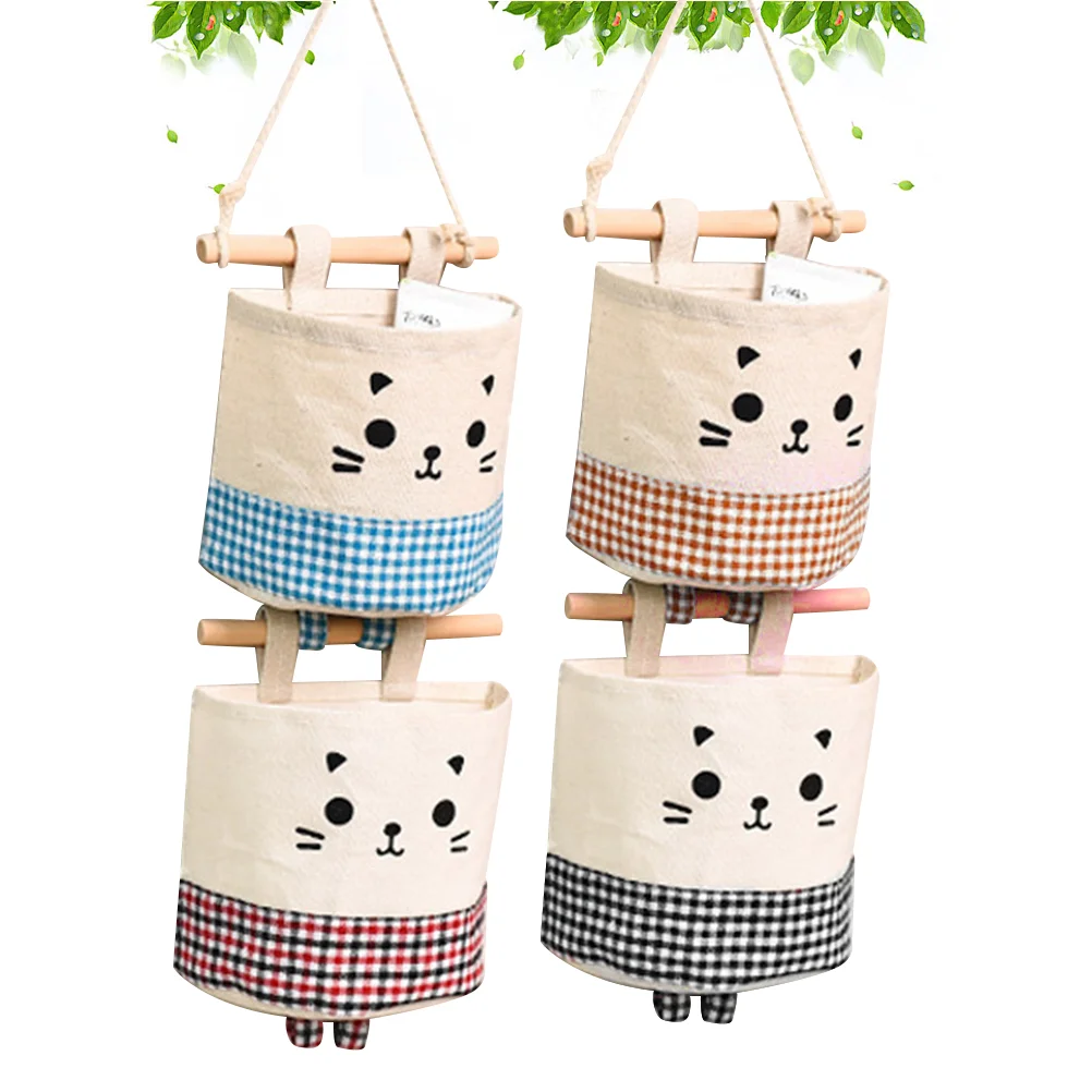 

4 Pcs over The Door Storage Pouch Hanging Pockets for Sundries Organizer Bag Wall Mounted On