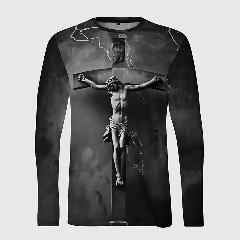 New Christ Jesus 3D Print T-Shirt Men Women Casual O-Neck Long Sleeve Fashion T Shirts Oversized Harajuku Tees Tops Kid Clothing