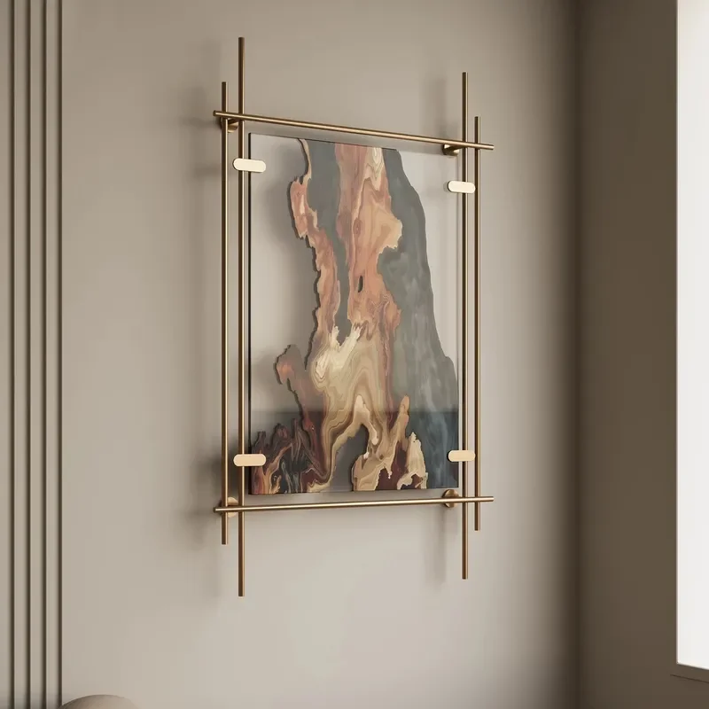 Modern Abstract Acrylic Painting Wood Grain Texture Wall Art for Hotel Corridor Porch Decor High End Restaurant Background