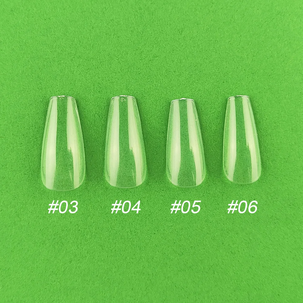 B02 사이즈 3 4 5 6 미들 발레리나 모양 인조 손톱 팁 단일 사이즈 100개 리필 가짜 손톱 팁 드로잉 폴리시 디스플레이