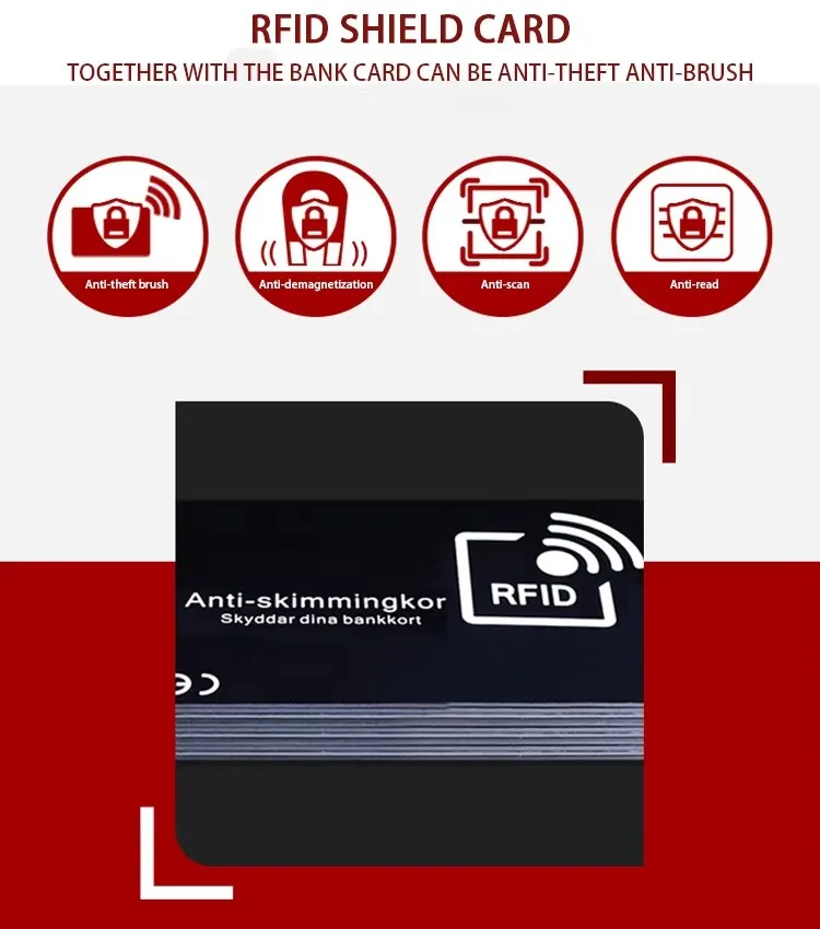 Ochrona RFID Karta Bezpieczeństwa Karta Debetowa Karta Kredytowa Ochrona Paszportu Bloker Sygnału NFC Blokada ID Ochrona ATM Etui na Kartę