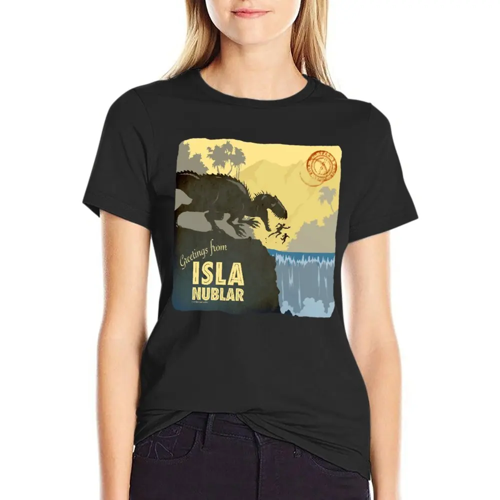 Greetings From ISLA Nublar Indominus (Dark) Tshirt Vintage T-shirt Harajuku Motion  Humor Graphic Aactivity Competition