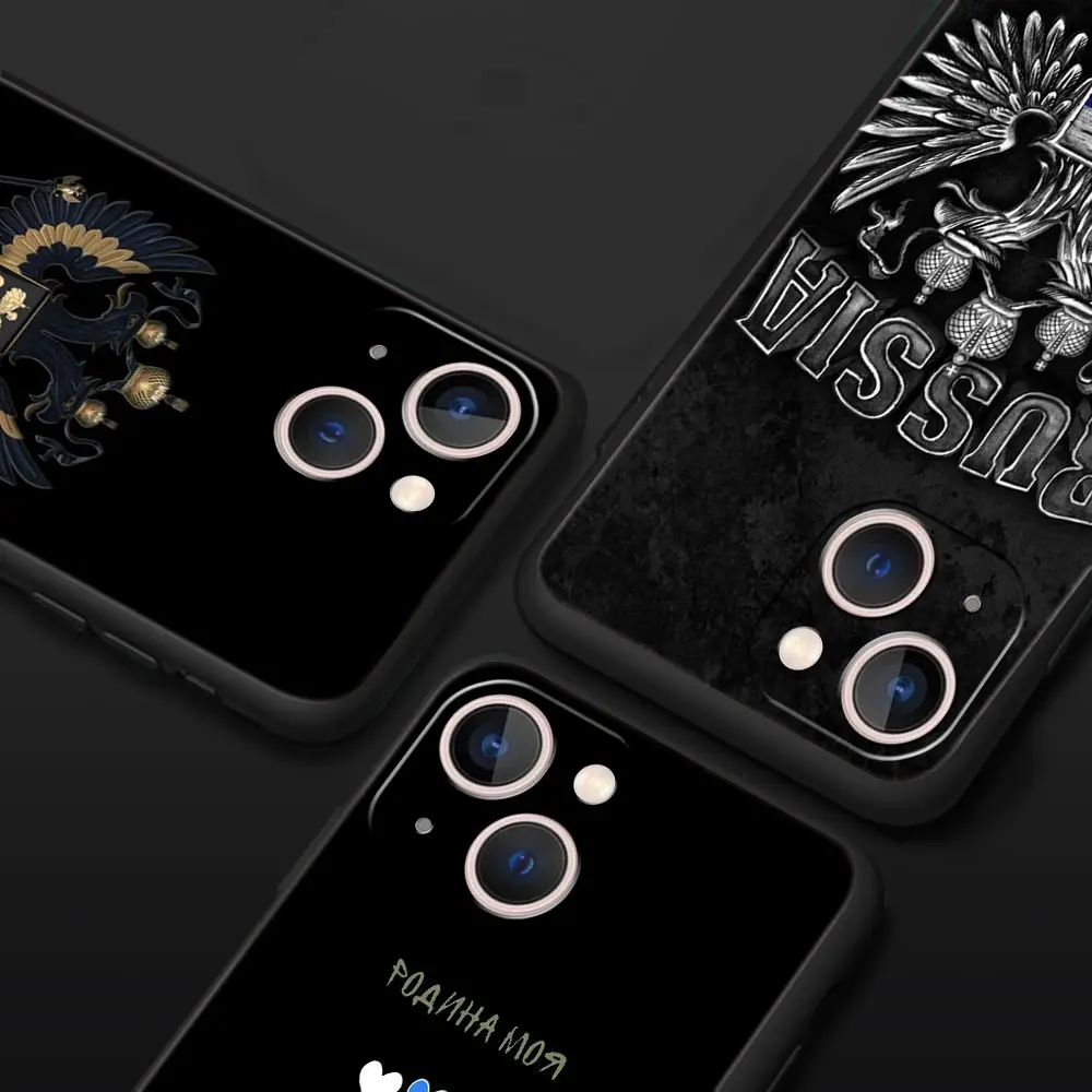 Russia Flag For iPhone 11 12 13 15 16 14 Pro Max Phone CaX XR XS 7 8 Plus 2020 Luxury Black Soft Silicone Cover Funda