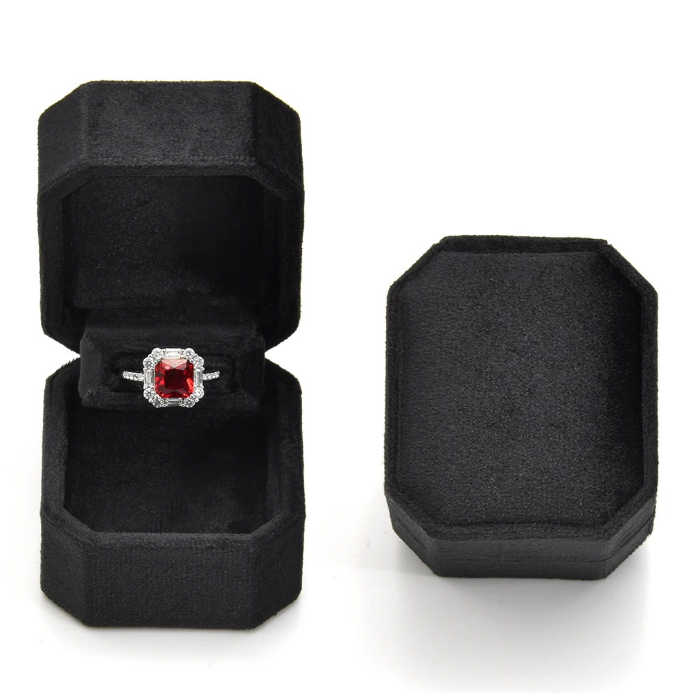 TAIMY Mini Black Velvet Ring Box Personalized Jewelry Case Custom Logo Marry Me Ring Box Marry Engagement Ring Box Jewelry Case
