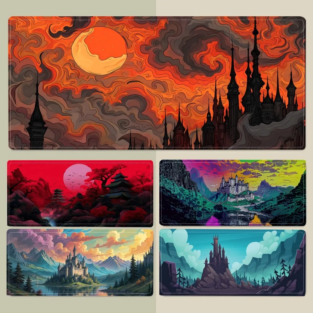 

Cool Aesthetic Castle Mousepad Mouse Pad Laptop Gaming Accessories Mousepad Large Desk Mat Computer Gamer Keyboard Rug Carpet