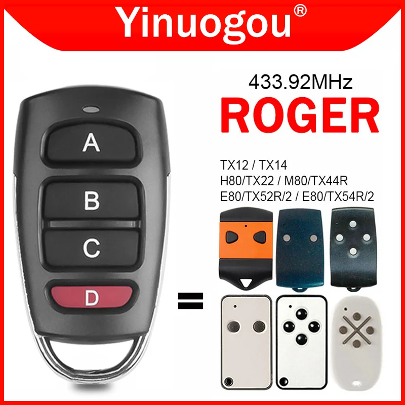 

ROGER H80 TX22 E80 TX52R TX54R M80 TX44R TX12 TX14 Дубликатор пульта дистанционного управления гаражными воротами фиксированный код 433,92 МГц, клон Face to Face