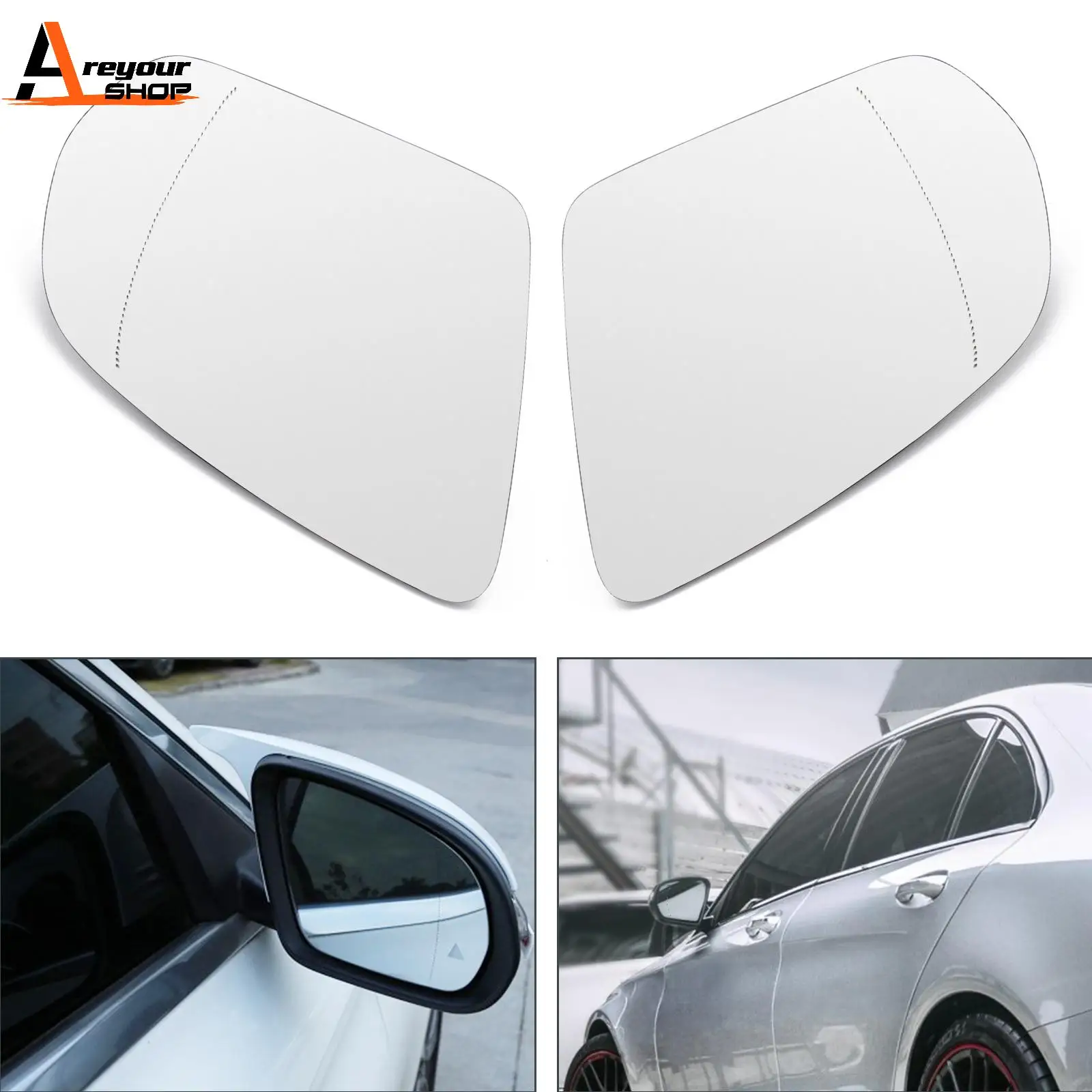 Areyourshop 1 Pair of Door Side Heated Wing Mirror Glass For Benz W205 2016 Car Auto Parts